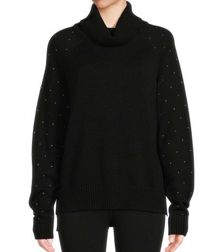 black studded turtleneck sweater