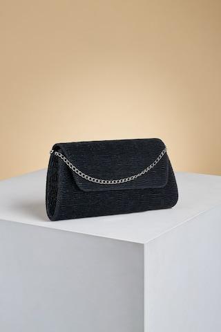 black textured casual polyester women clutch