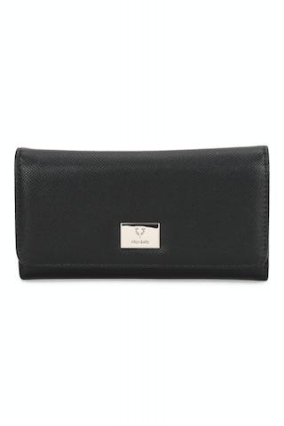 black textured casual polyurethane women wallet