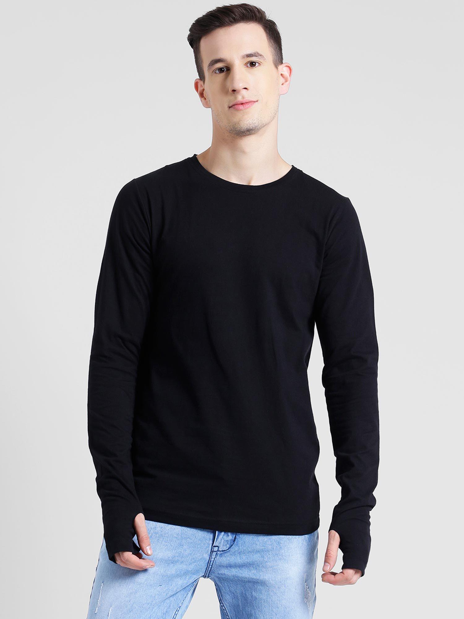 black thumbhole full sleeve t-shirt for men