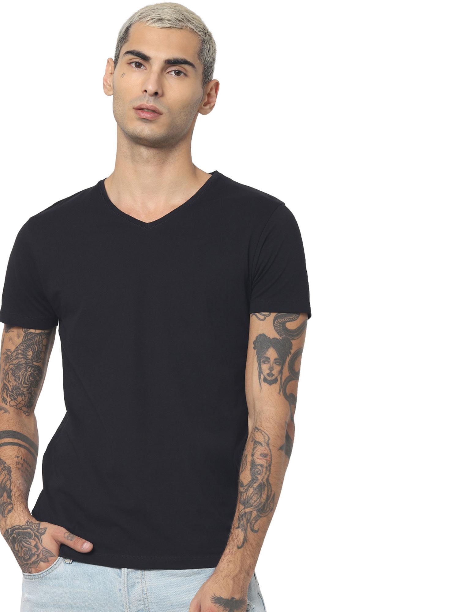 black v-neck t-shirt