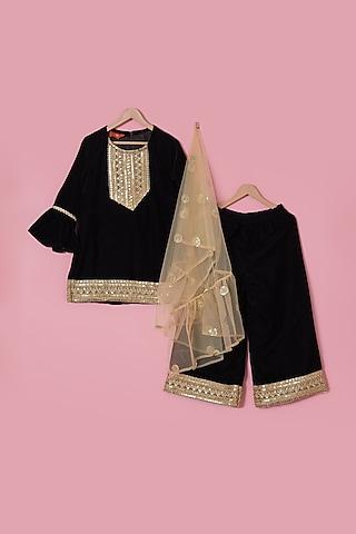 black velvet kurta set for girls