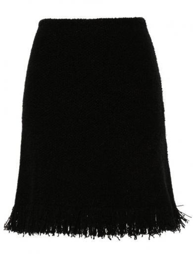 black wool and silk blend mini skirt