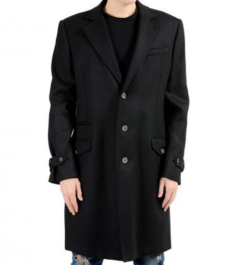 black wool button coat