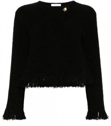 black wool crewneck sweater