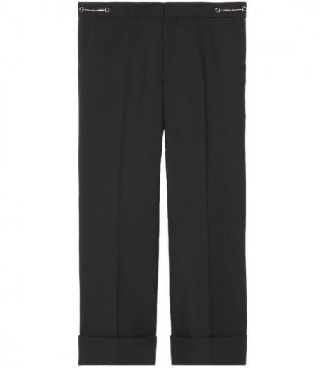 black wool cropped trousers