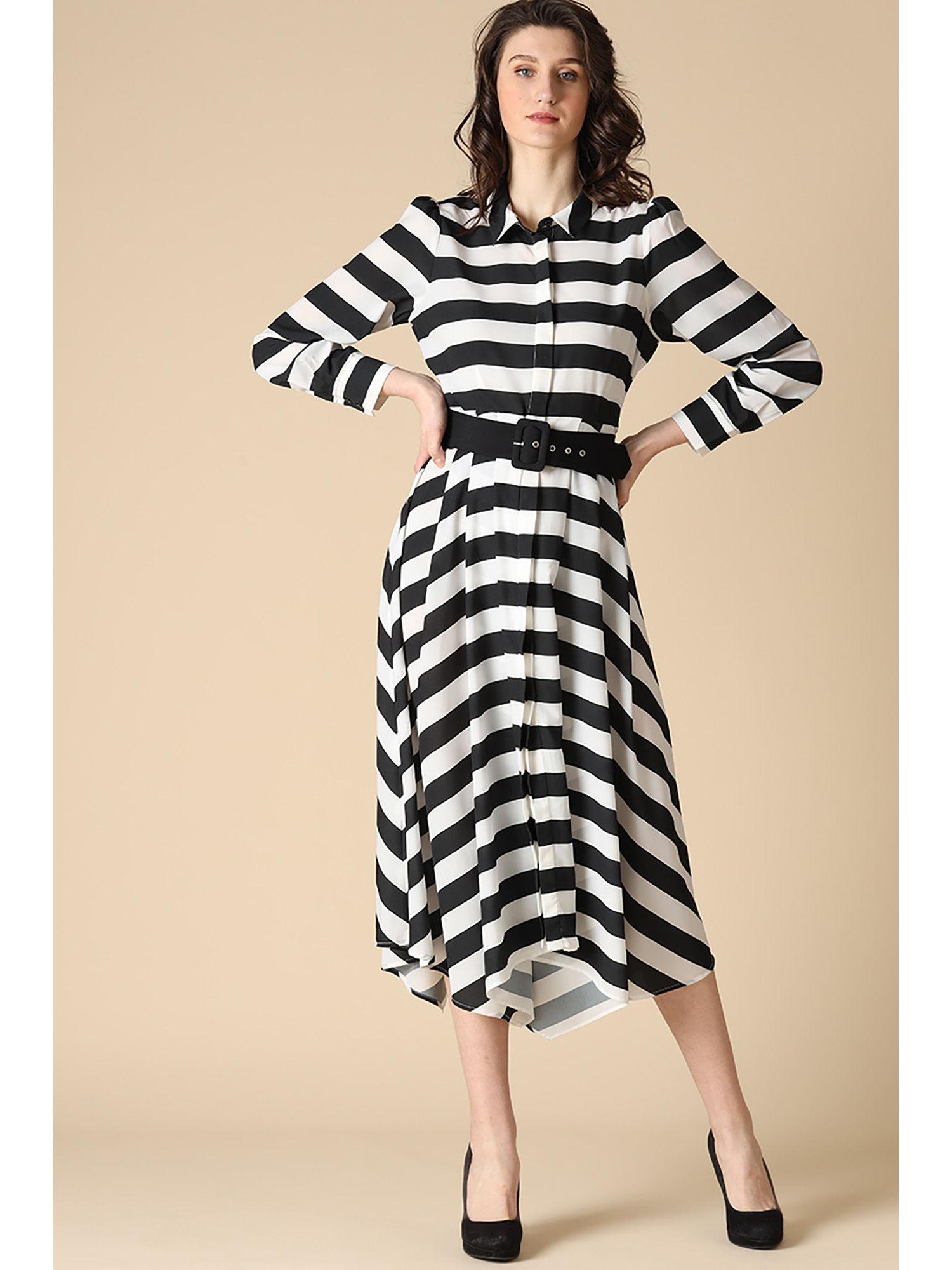 black/white fashion poly crepe dresses