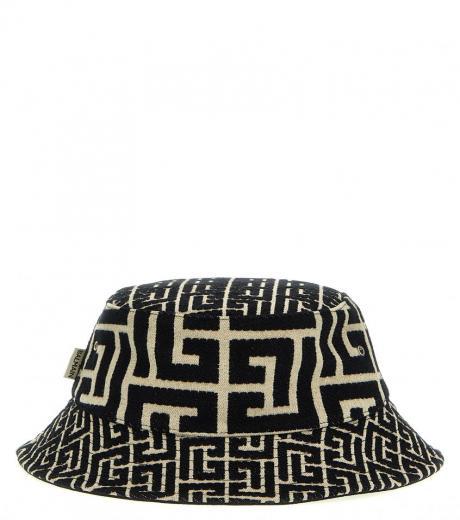 black & beige monogram bucket hat