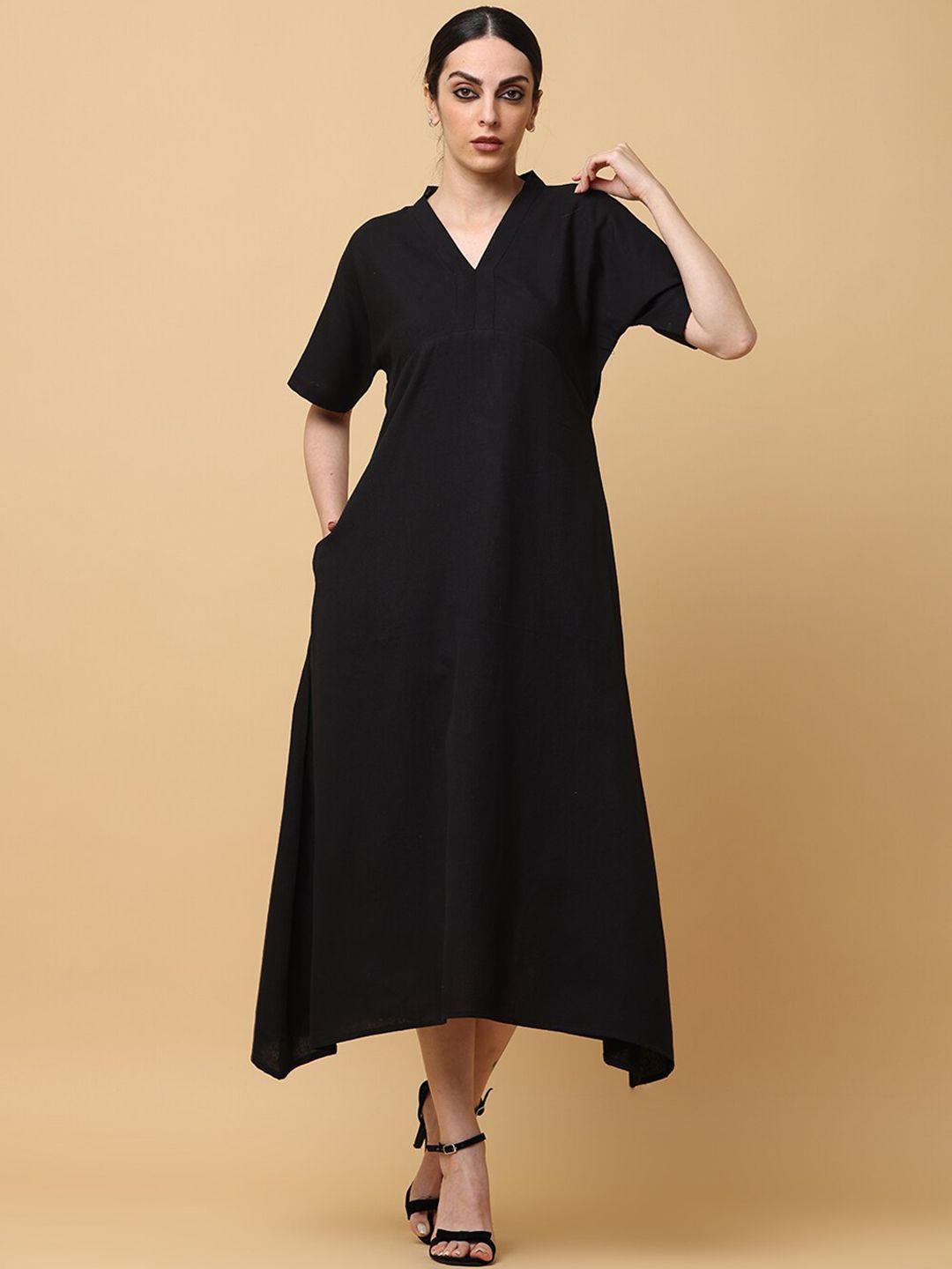 black & blah blah cotton a-line midi ethnic dress