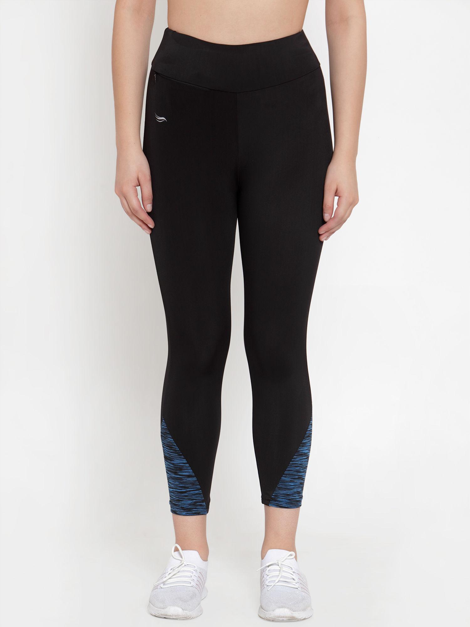 black & blue activewear track pants with zipped pocket