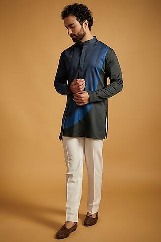 black & blue handloom cotton kurta