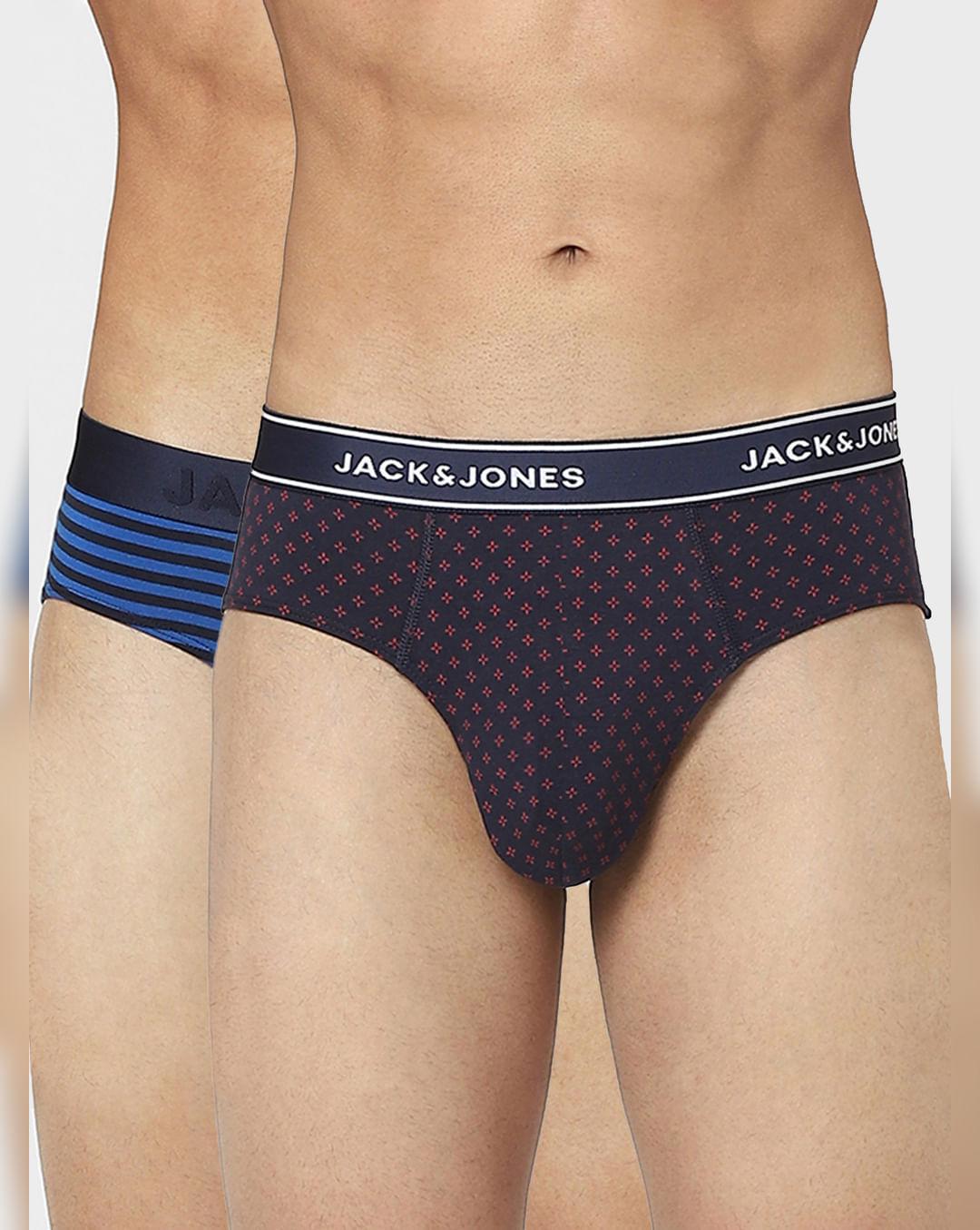 black & blue printed briefs - pack of 2