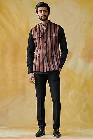 black & brown pure silk bundi jacket