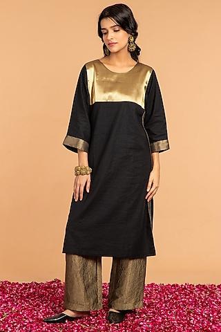 black & gold cotton tunic