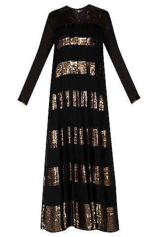 black & gold sequins anarkali set