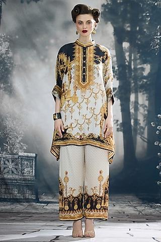 black & gold silk printed tunic