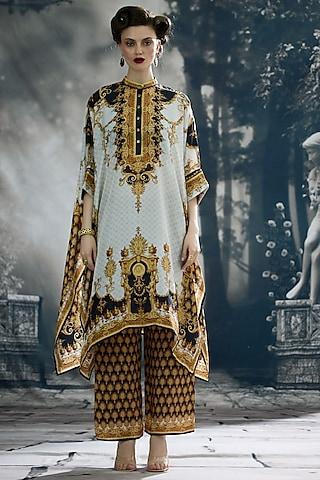 black & gold silk printed tunic