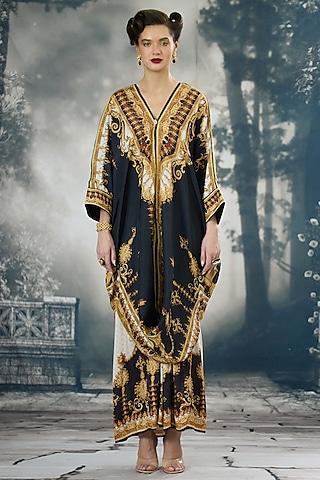 black & gold silk printed tunic