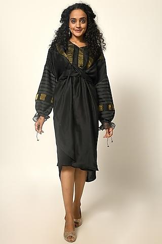 black & gold silk zari dress