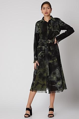 black & green tie-dye jacket dress