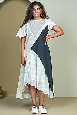 black & off-white khadi tunic with inner