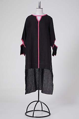 black & pink linen tunic