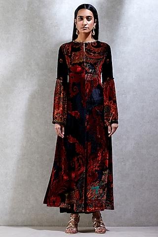 black & red printed kurta with pants