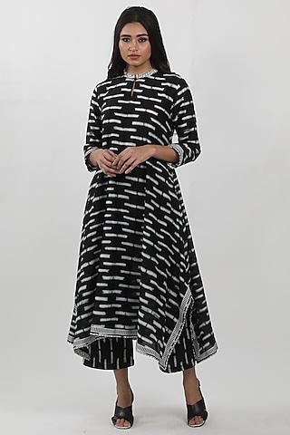 black & white chanderi shibori tie-dye a-line tunic