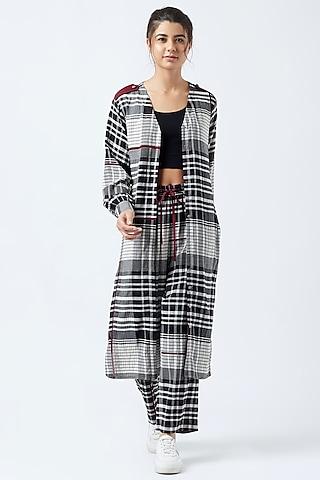 black & white check printed tunic