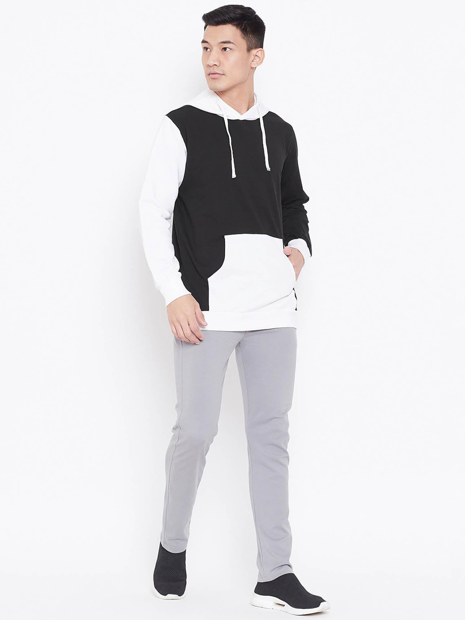 black & white colourblocked hoodie