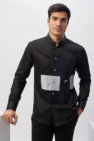black & white cotton patchwork shirt