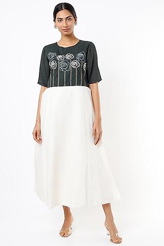 black & white embroidered dress