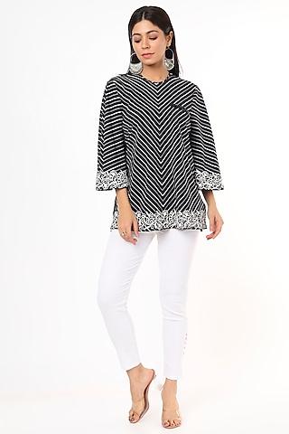 black & white embroidered tunic