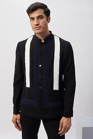 black & white lycra patchwork shirt
