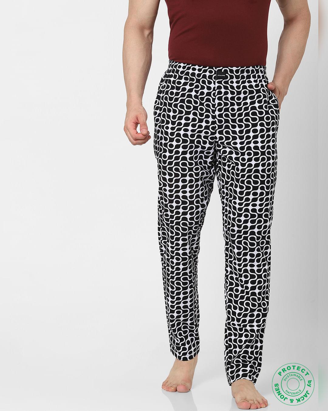 black & white mid rise abstract  pyjamas