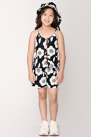 black & white printed co-ord set for girls