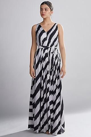 black & white striped maxi dress