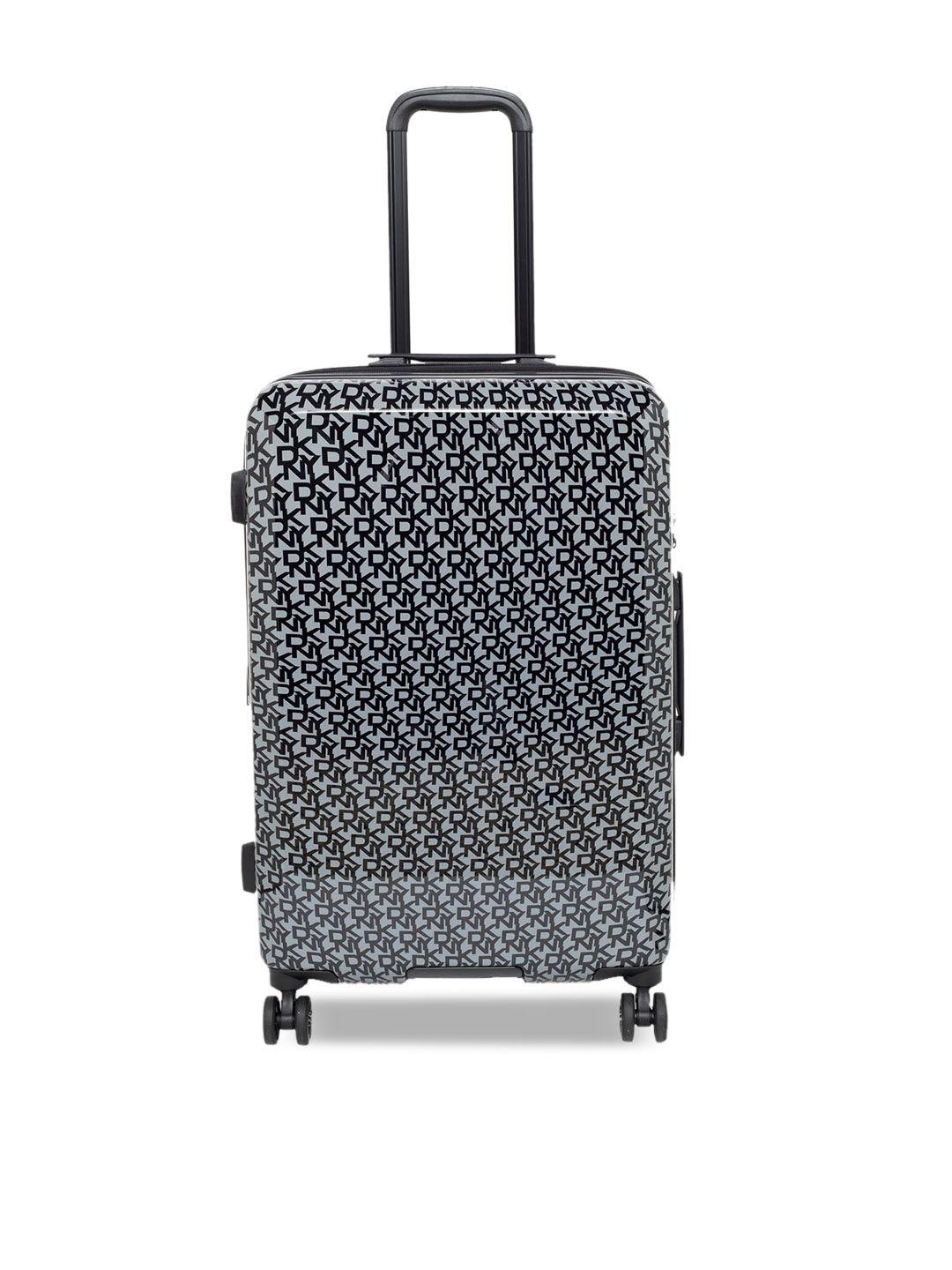 black & white textured vintage signature hard-sided medium trolley suitcase