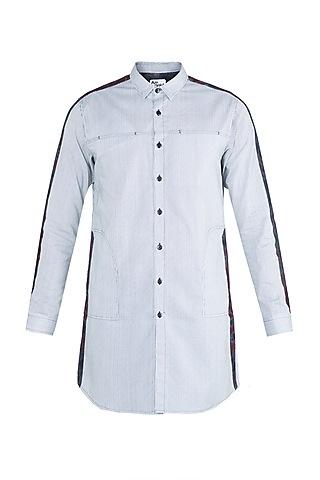 black & white tie-dye striped shirt kurta