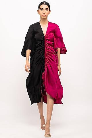 black & wine bemberg modal silk kaftan dress