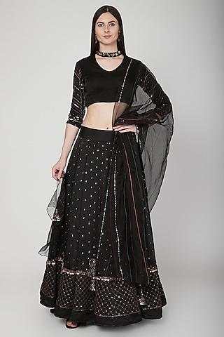 black aari embroidered lehenga set