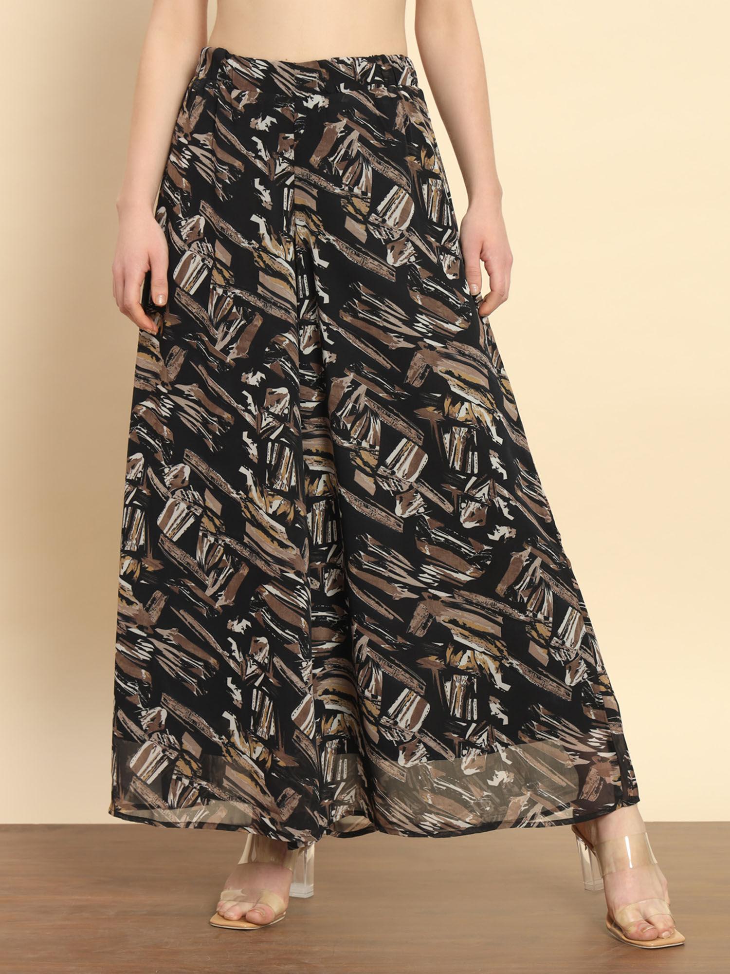 black abstract printed palazzo