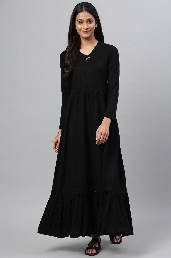 black acrylic winter dress