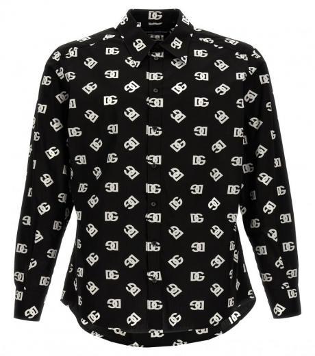 black all-over logo print shirt