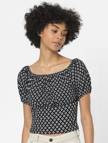 black all over print top