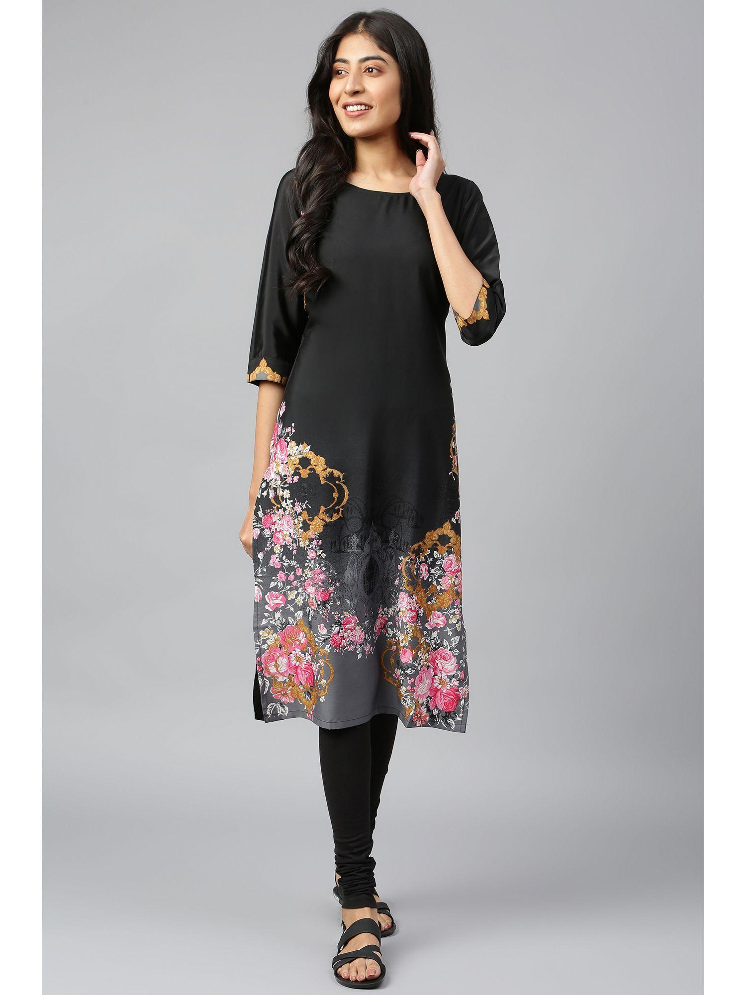 black american crepe printed kurta