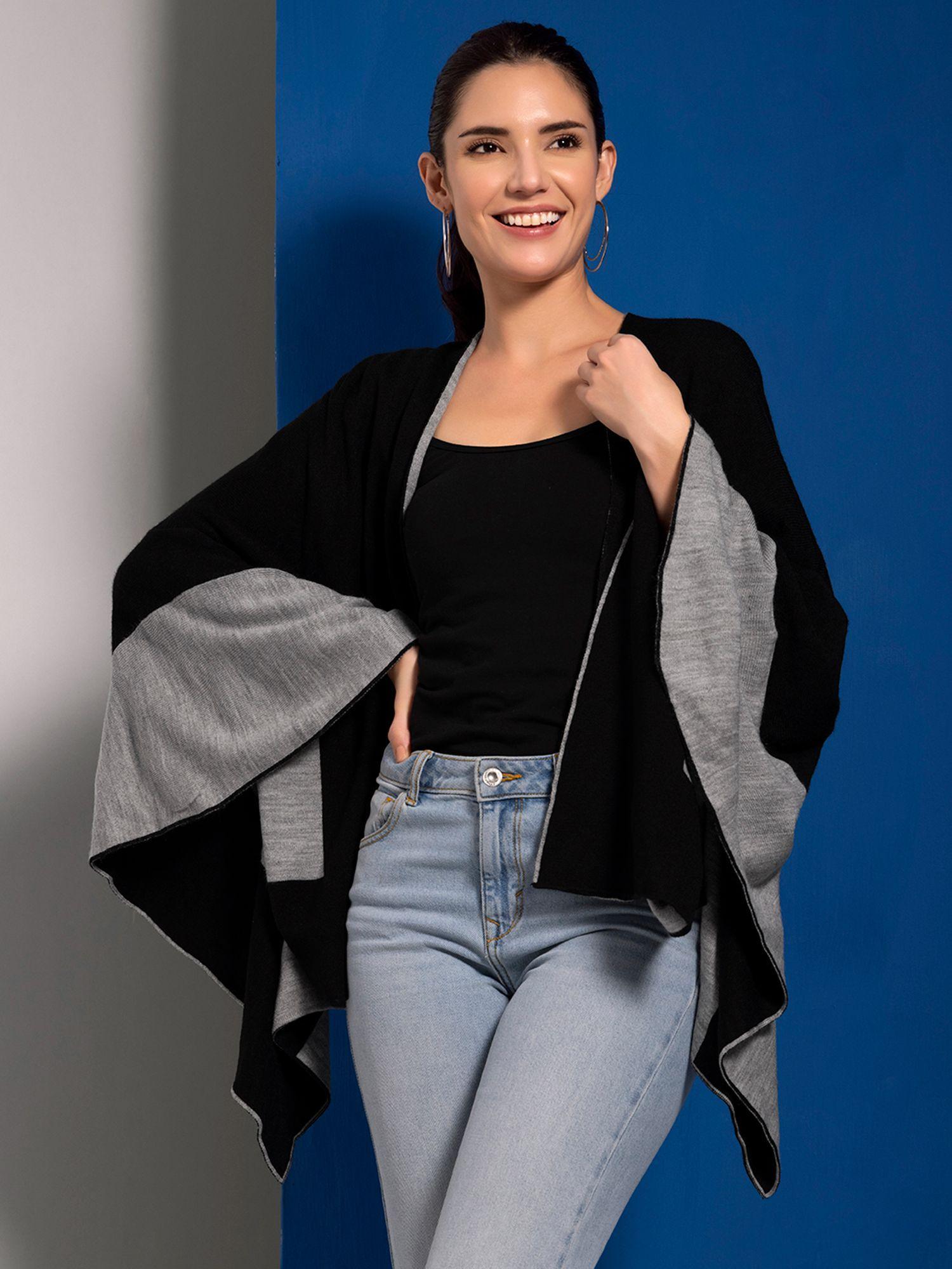 black and grey colorblock shrug