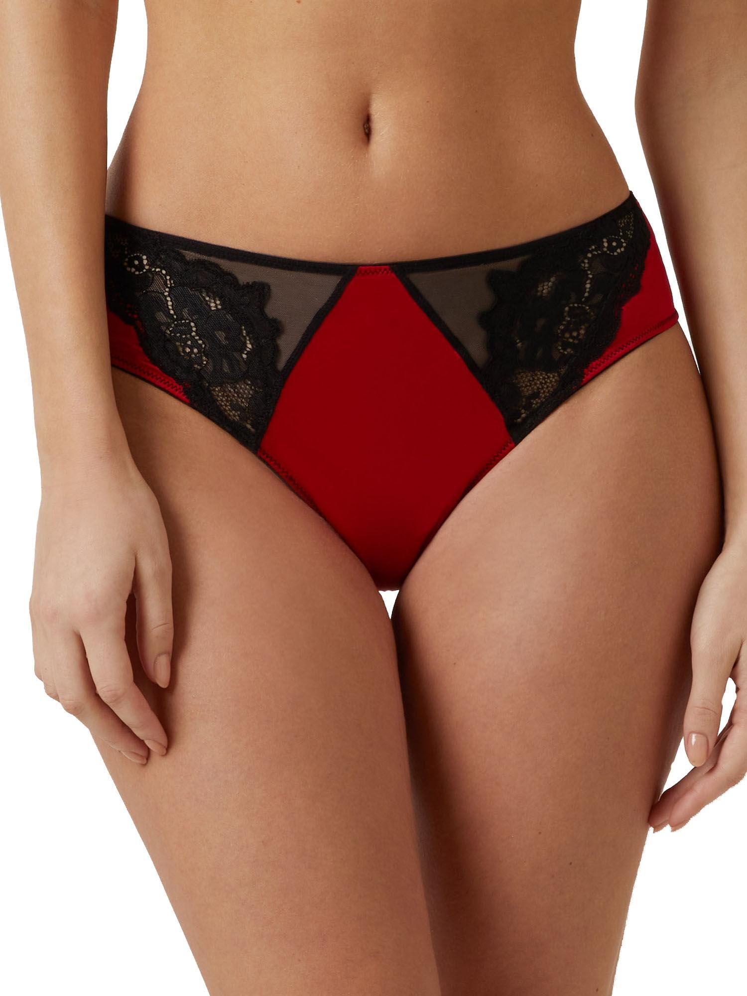 black and red bridal festival culotte thong panty multi-color
