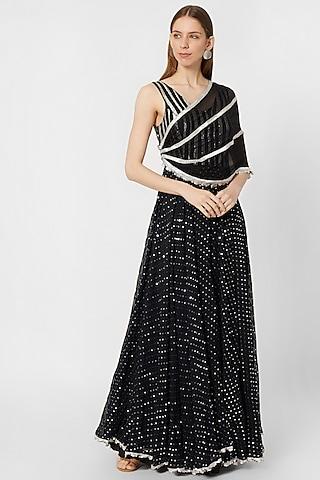 black and silver embellished gown