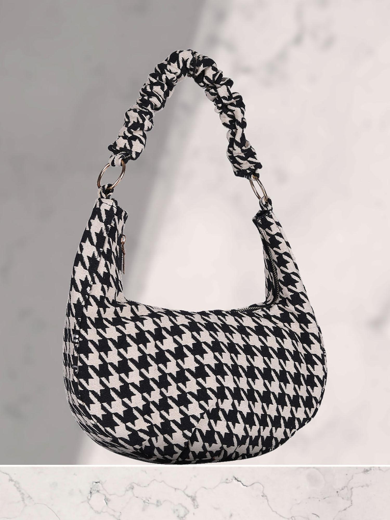 black and white hobo bag